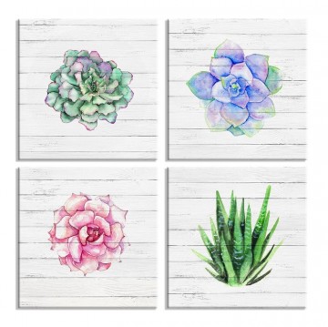 Nieuwe canvas schilderijen set 4 stuks bloemen 30 x 30 cm 6617