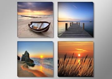 Set 4 stuks Zonsondergang 30 x 30 cm