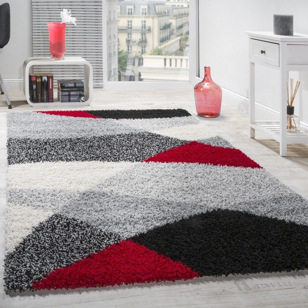 Compatibel met erotisch Ambacht Hoogpolig shaggy tapijt Geometrisch rood - Gratis verzending!